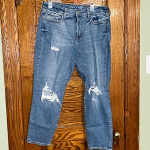 Old Navy size 14 high rise OG straight distressed jean